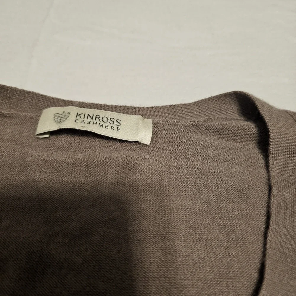 Kinross Cashmere Sweater Mens L*missing Size Tag*Taupe Beige V Neck Long Sleeve